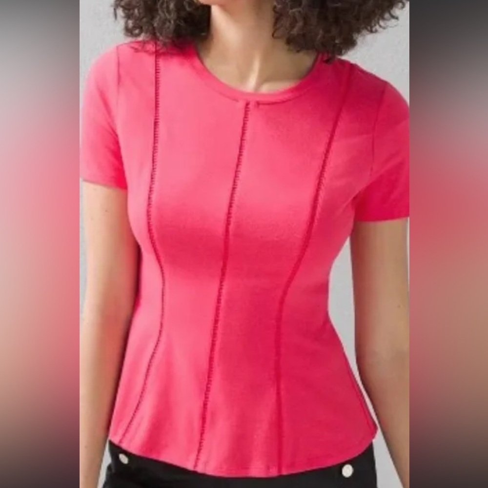 White House Black Market Hot Pink Peplum Shirt
